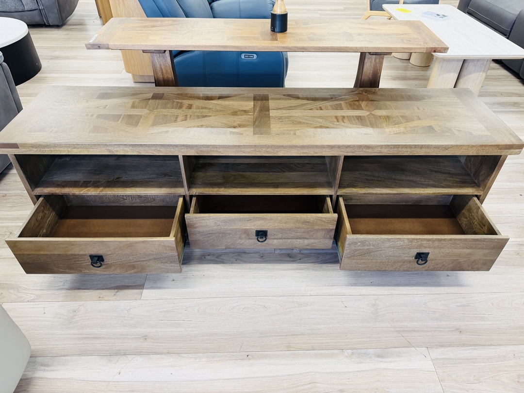 3 Drawer Walnut Timber TV Unit 3