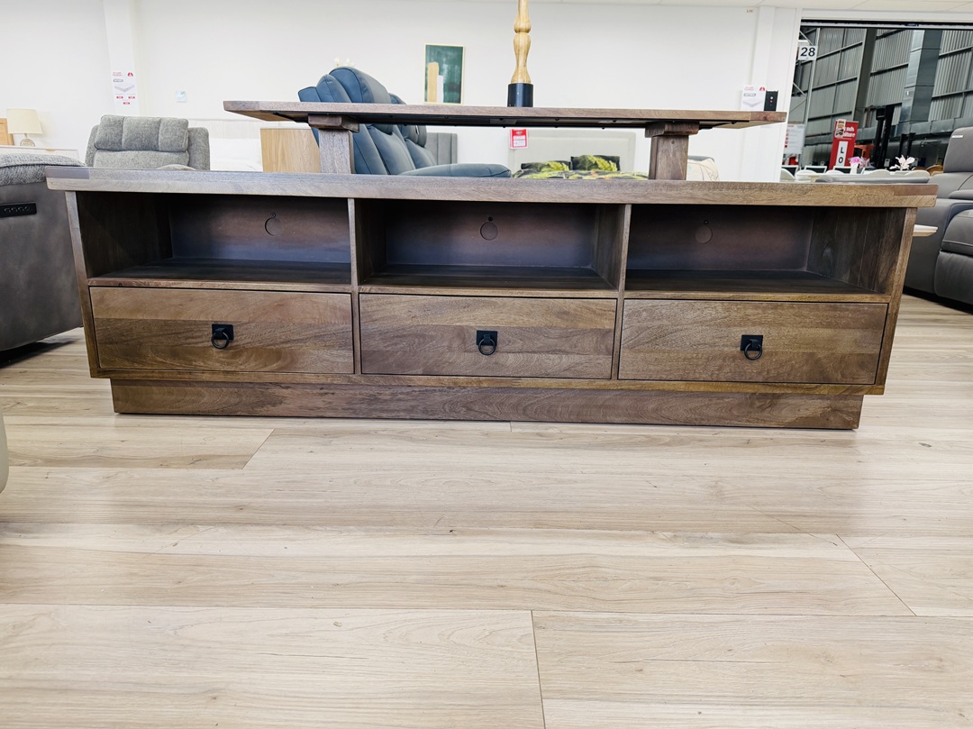 3 Drawer Walnut Timber TV Unit 4