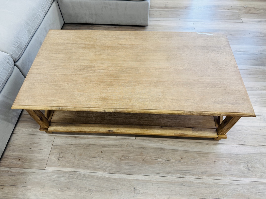 Antique Natural Timber Coffee Table with Shelf 4