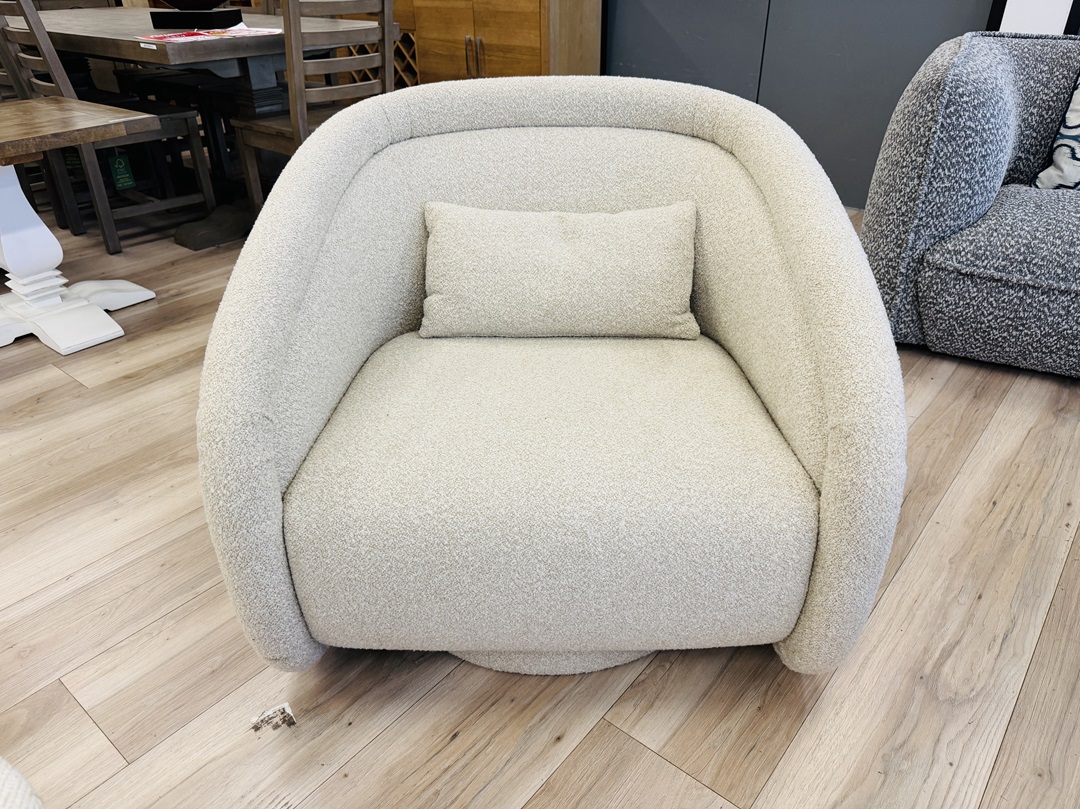 Biscuit Fabric Premium Swivel Arm Chair 3