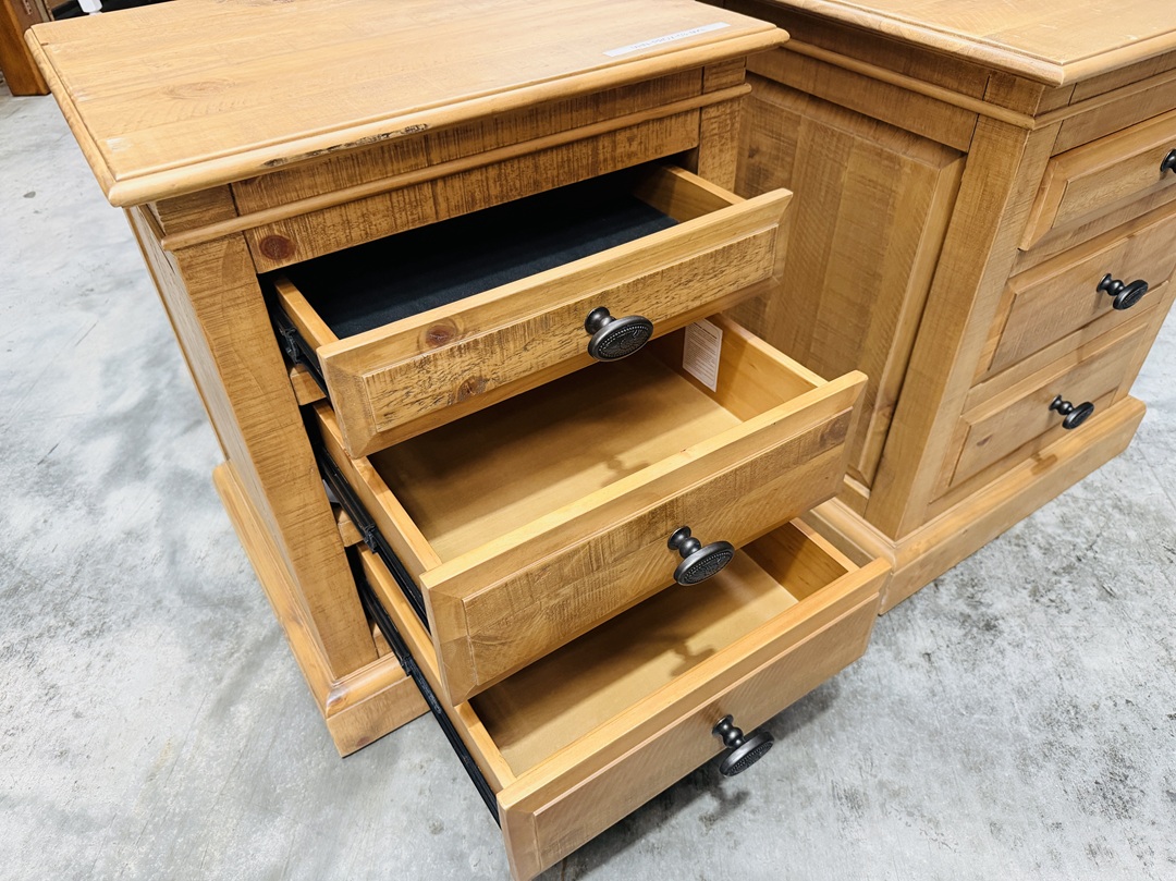 Chestnut Timber 3 Drawer Bedside with Metal Handles 3