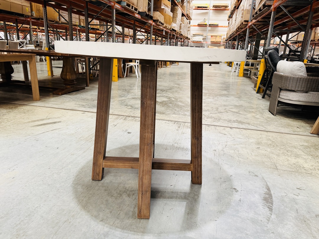 Concrete Top Round Outdoor Bar Table with Timber Base 2