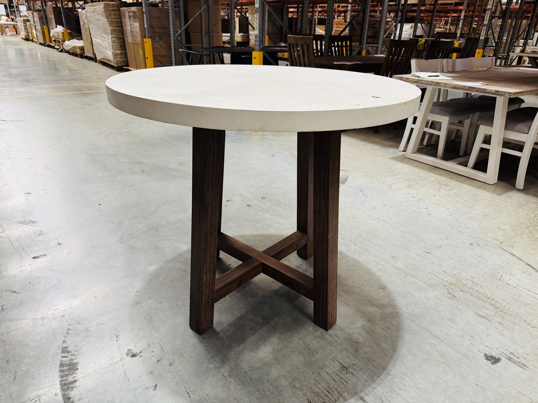 Concrete Top Round Outdoor Bar Table with Timber Base 3