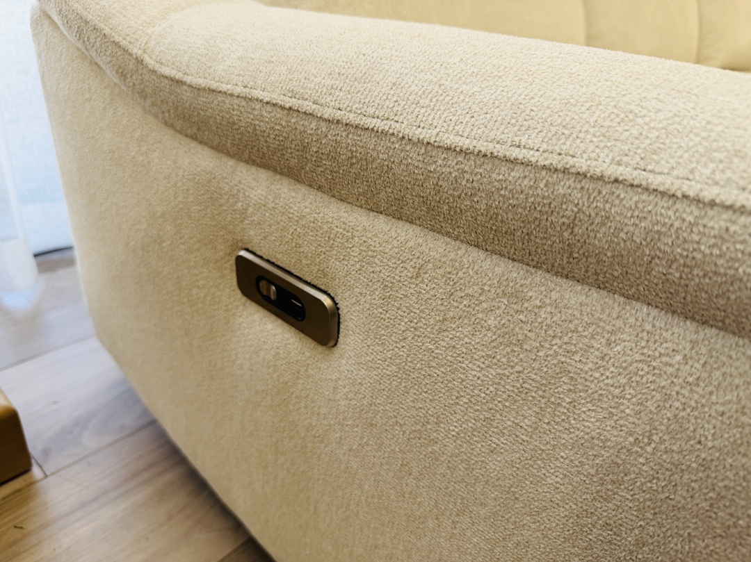 Cream Fabric Chaise Sofa with Electric Extenders 3
