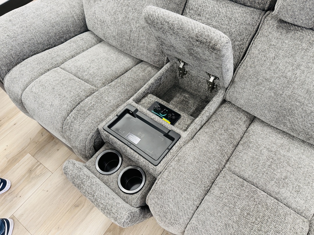 Dark Grey Fabric Electric Recliner 3pc Set with Surround Sound Recliners 6