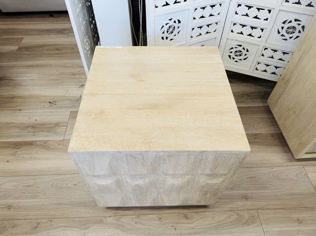 Greyish Cream Timber Carved Side Tabe 3