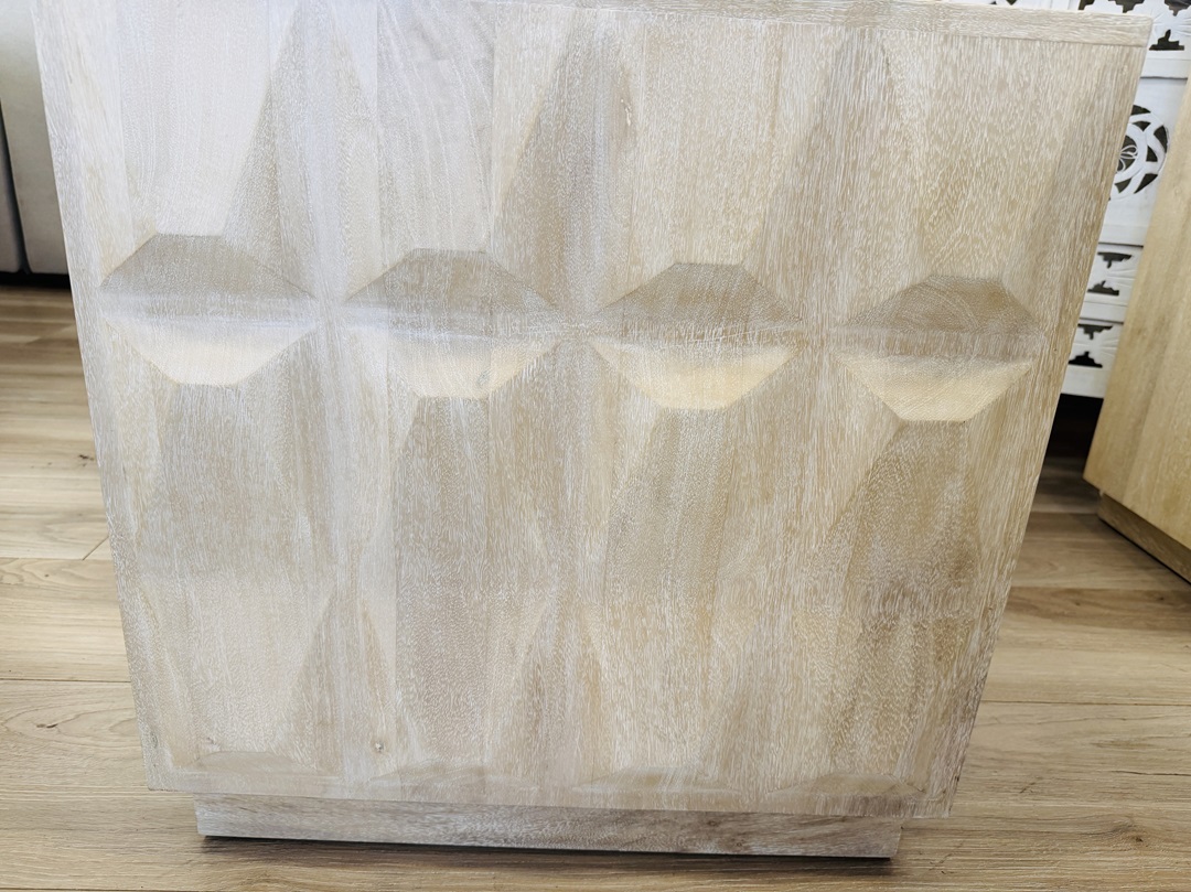 Greyish Cream Timber Carved Side Tabe 4