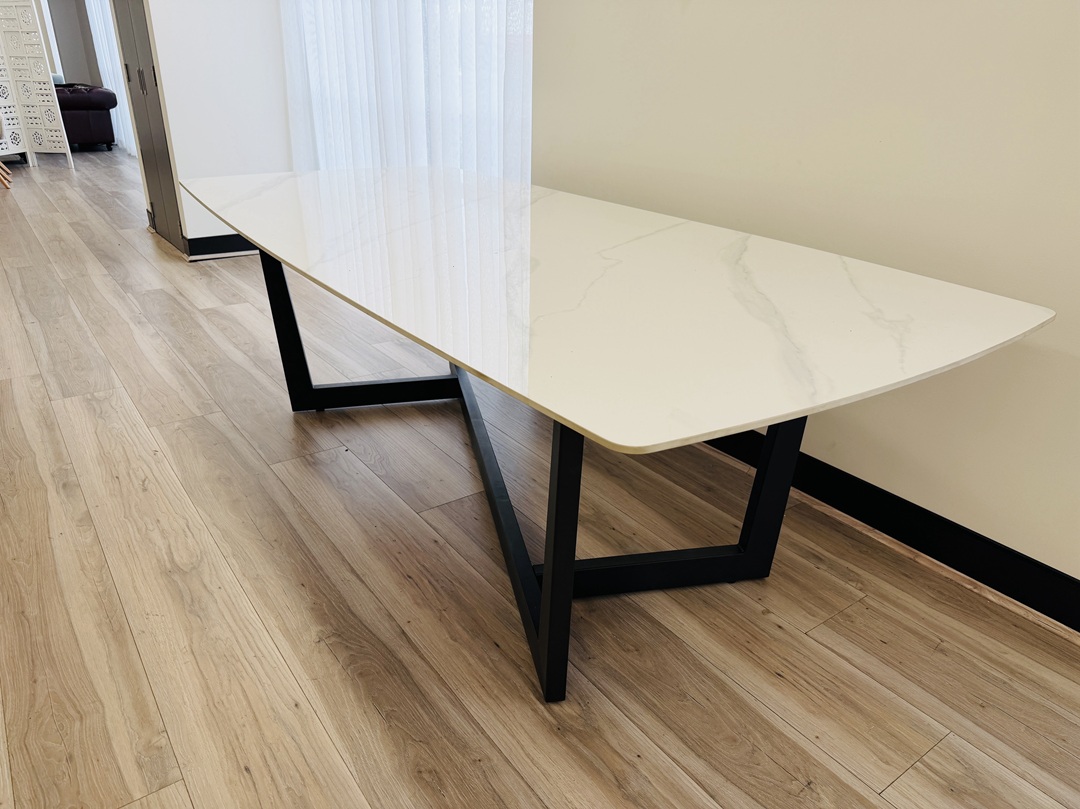 Marble Look Stone Top 240cm Dining Table 4