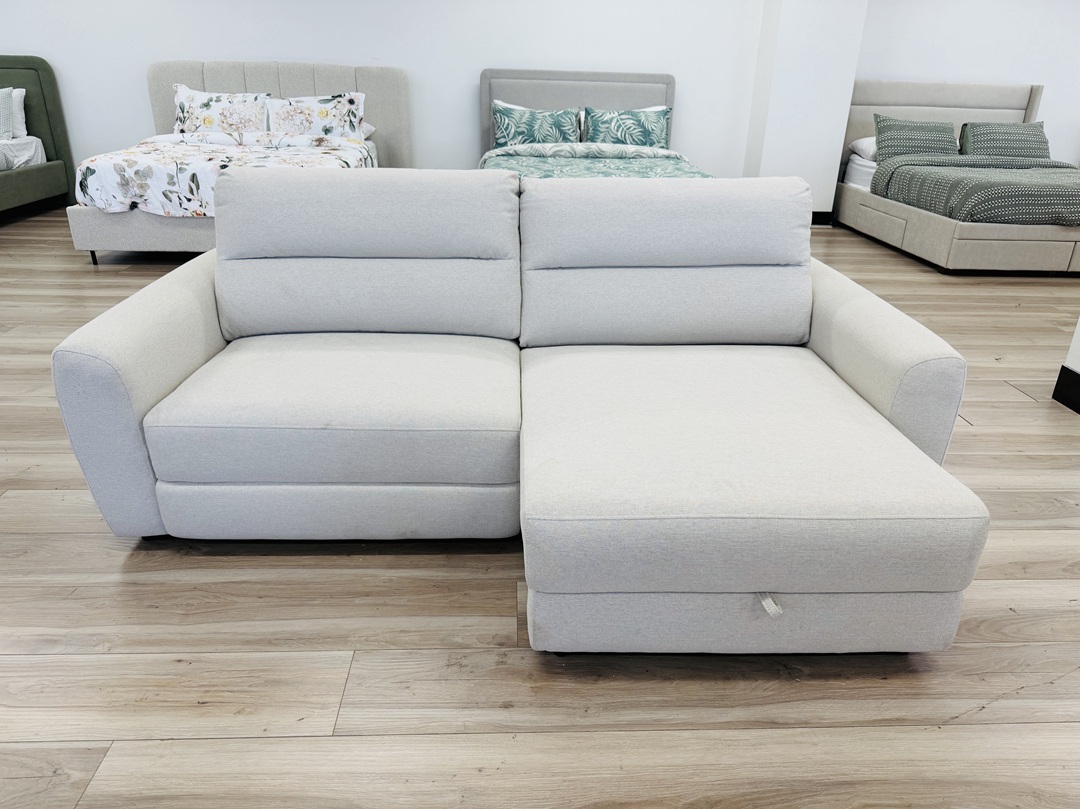 Oatmeal Fabric Small Modular with End Electric Chaise 3