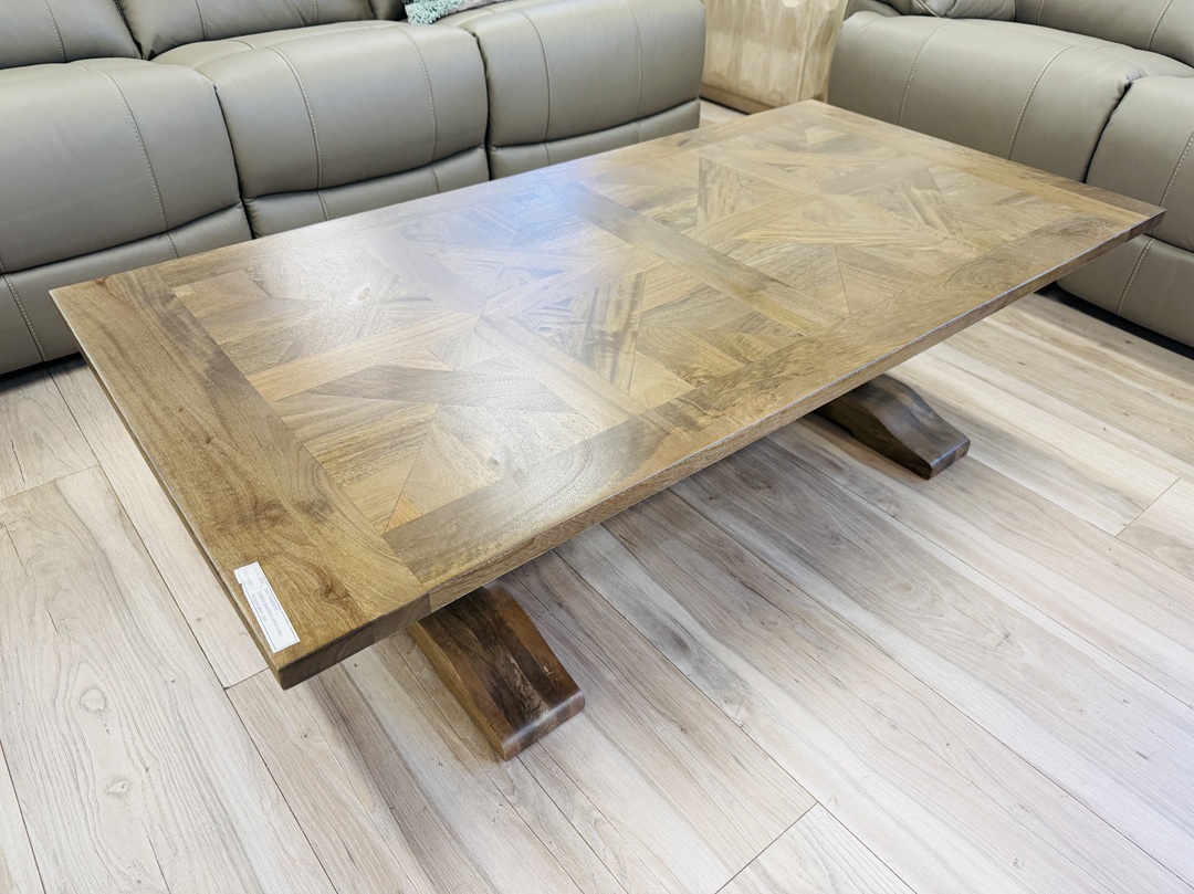 Walnut Timber Coffee Table with Pedestal Legs 3
