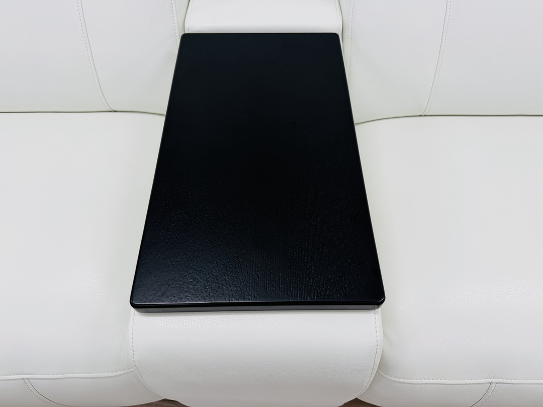 White Leather Corner Lounge with Electric Recliners, Headrests and Built In Speakers in Headrests 3