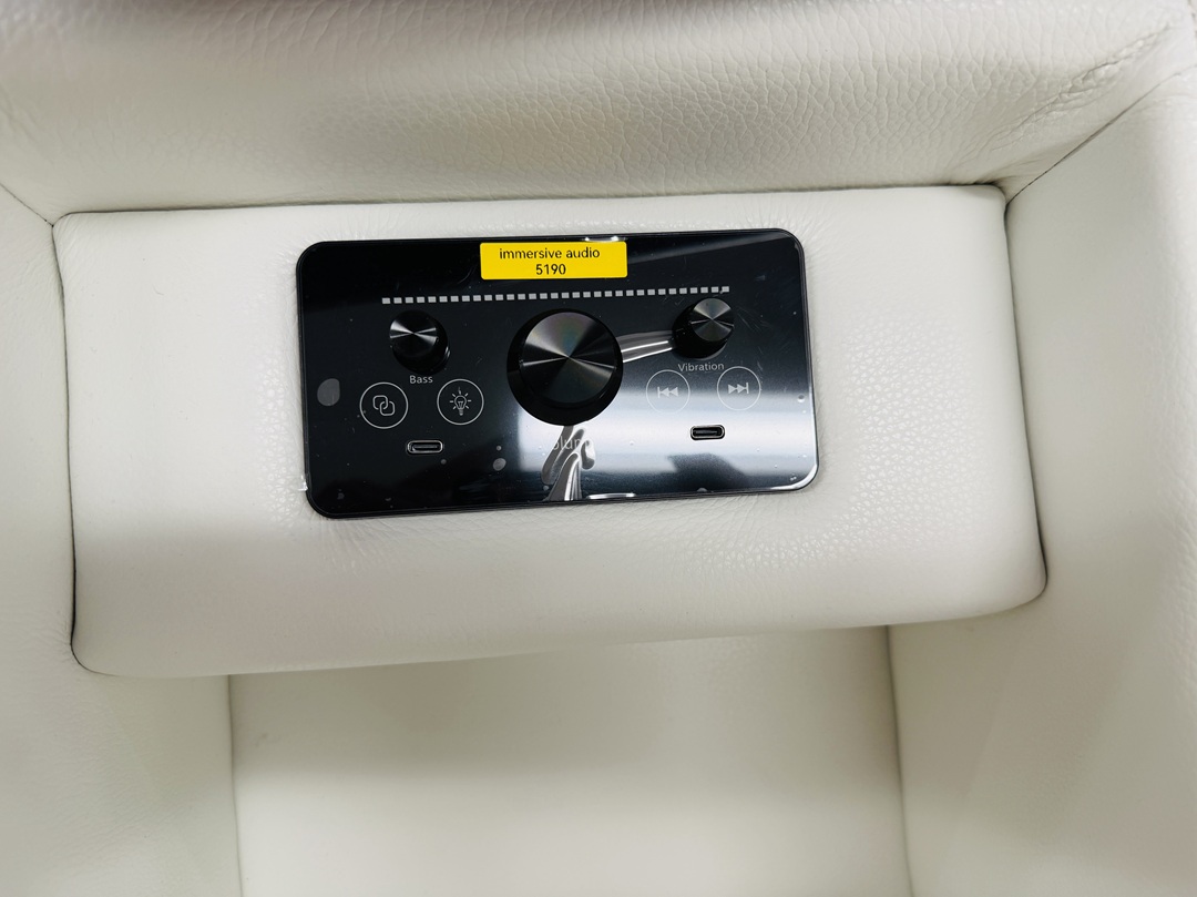 White Leather Corner Lounge with Electric Recliners, Headrests and Built In Speakers in Headrests 5