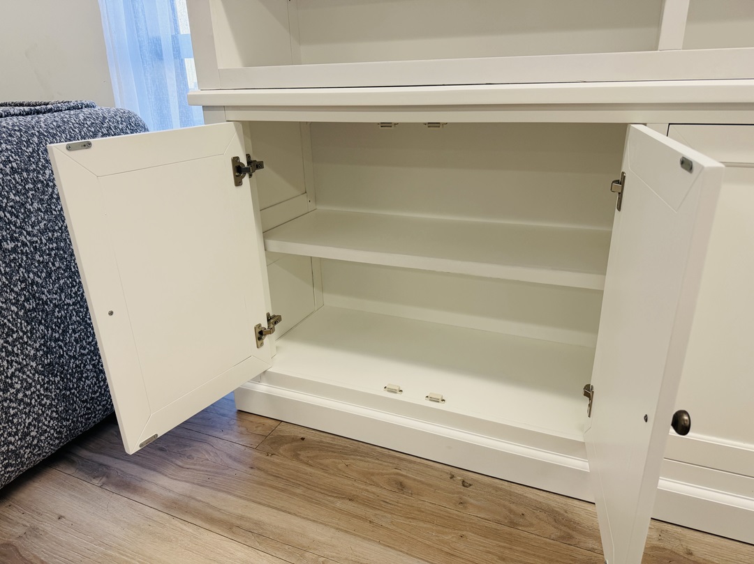 White Timber Buffet & Hutch with Shelves 3