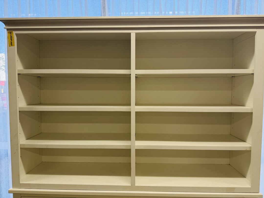 White Timber Buffet & Hutch with Shelves 4