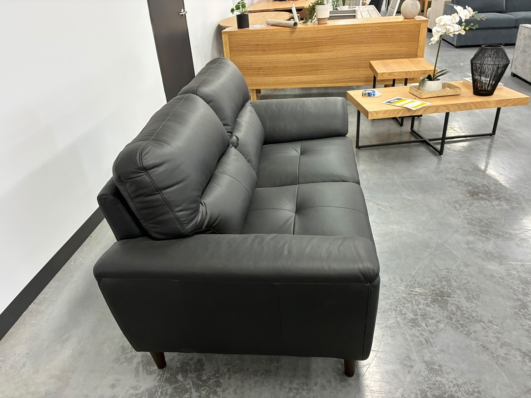 🖤 Leather 2 Seater Sofa – Black2