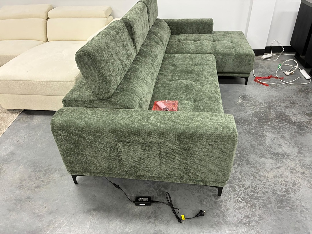 🛋️ Electric Sofa Bed with RHF Chaise – Green1