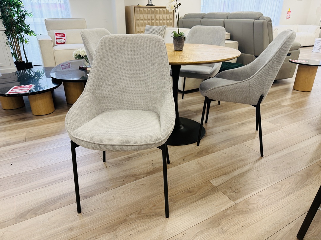5pc Round Dining Set with Grey Fabric Chairs 4