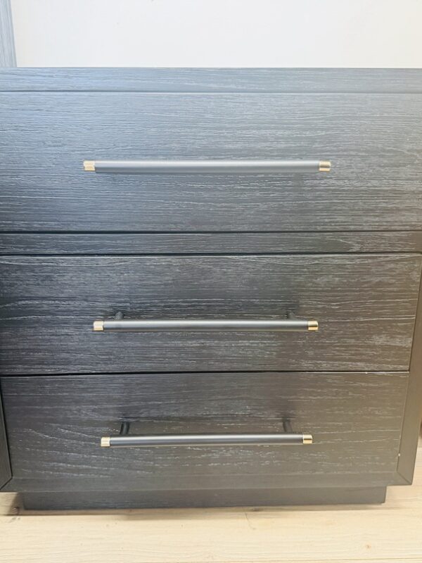 Black Timber 3 Drawer Bedside Table