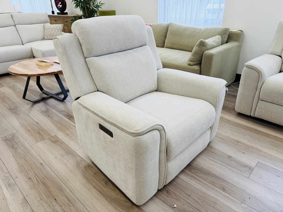Cream Fabric 3+2+1 Electric Recliner Setting 4