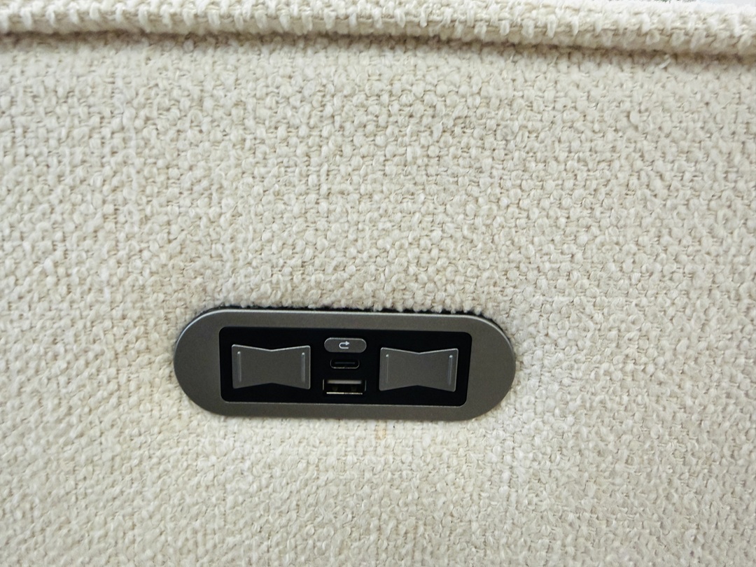 Cream Fabric Dual Motor 3 Seater with USB Port 3