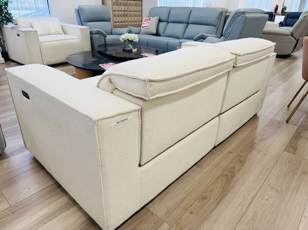 Cream Fabric Dual Motor 3 Seater with USB Port 4