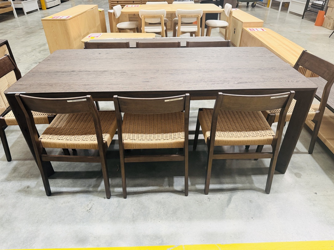 Dark Chocolate 2M Dining Table with 8 Matching Chairs Set 4