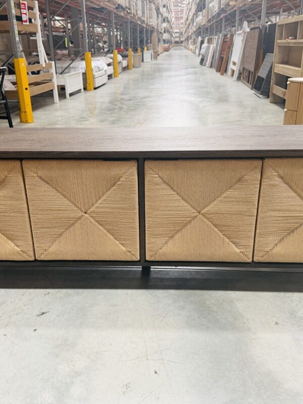 Dark Chocolate 4 Door TV Unit with Natural Rope