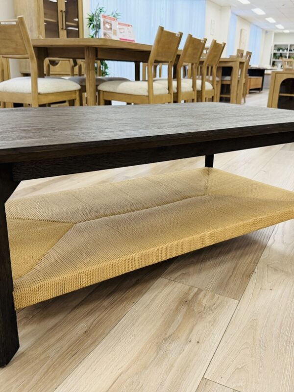 Dark Chocolate Timber Coffee Table with Natural Rope