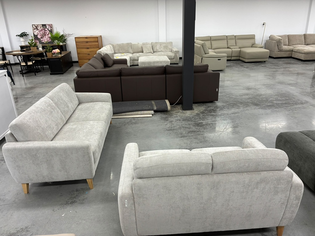 Soft Textured Fab 2S+3S Silver Sofa Suite
