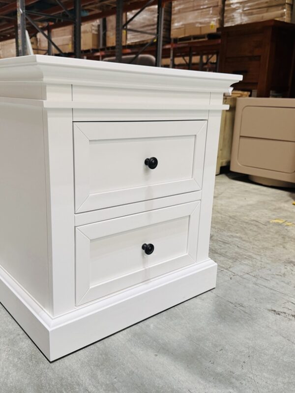 White Timber 2 Drawer Bedside