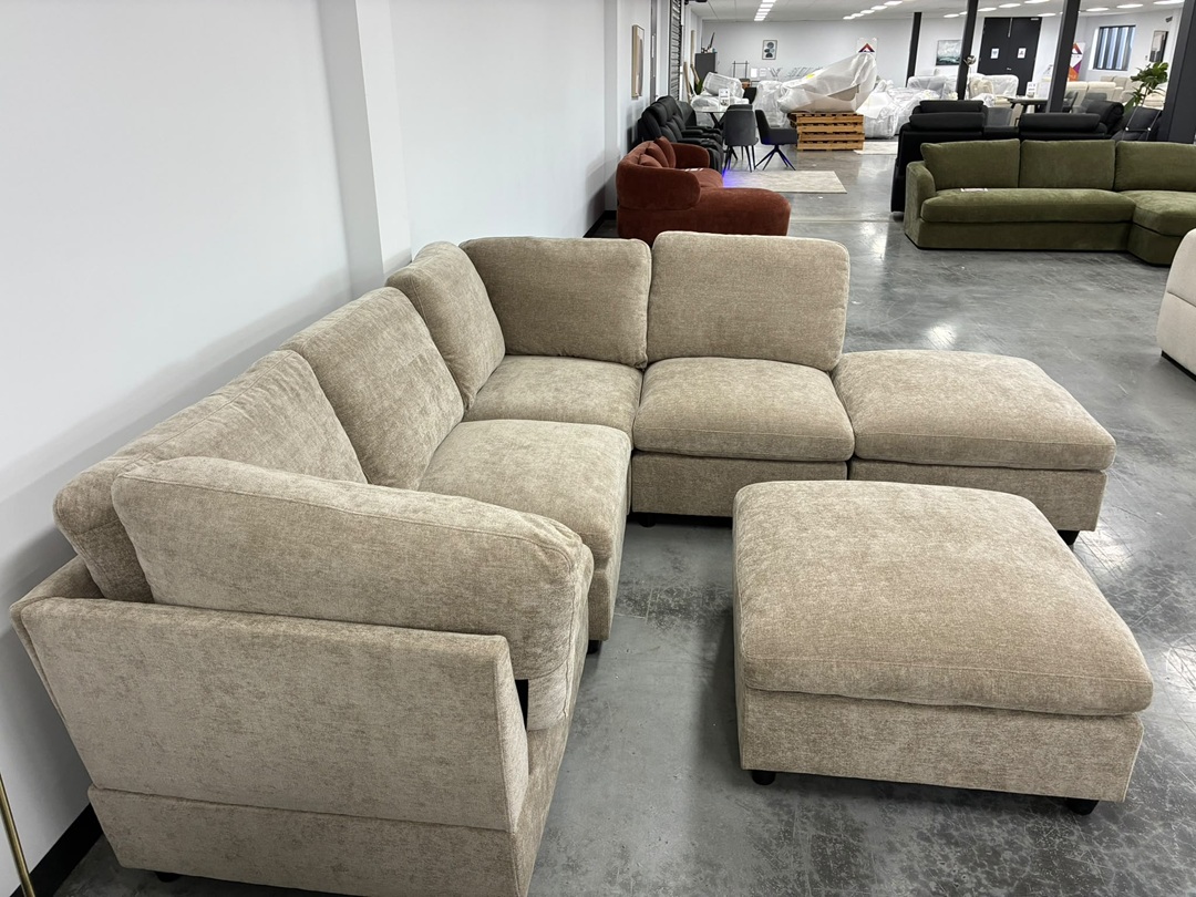 🛋️ Harrison Corner Lounge with 2 Ottomans – Copper2