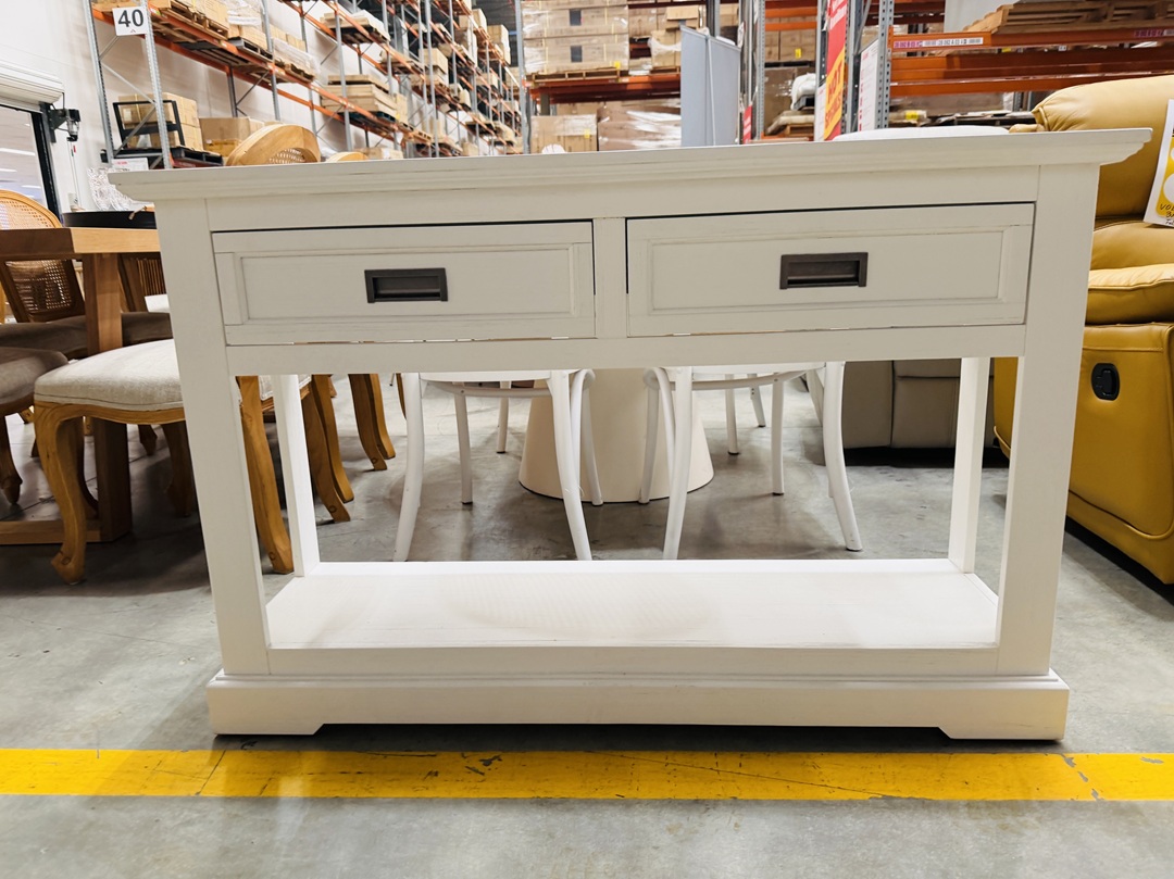 White Timber 2 Drawer Hall Table 4